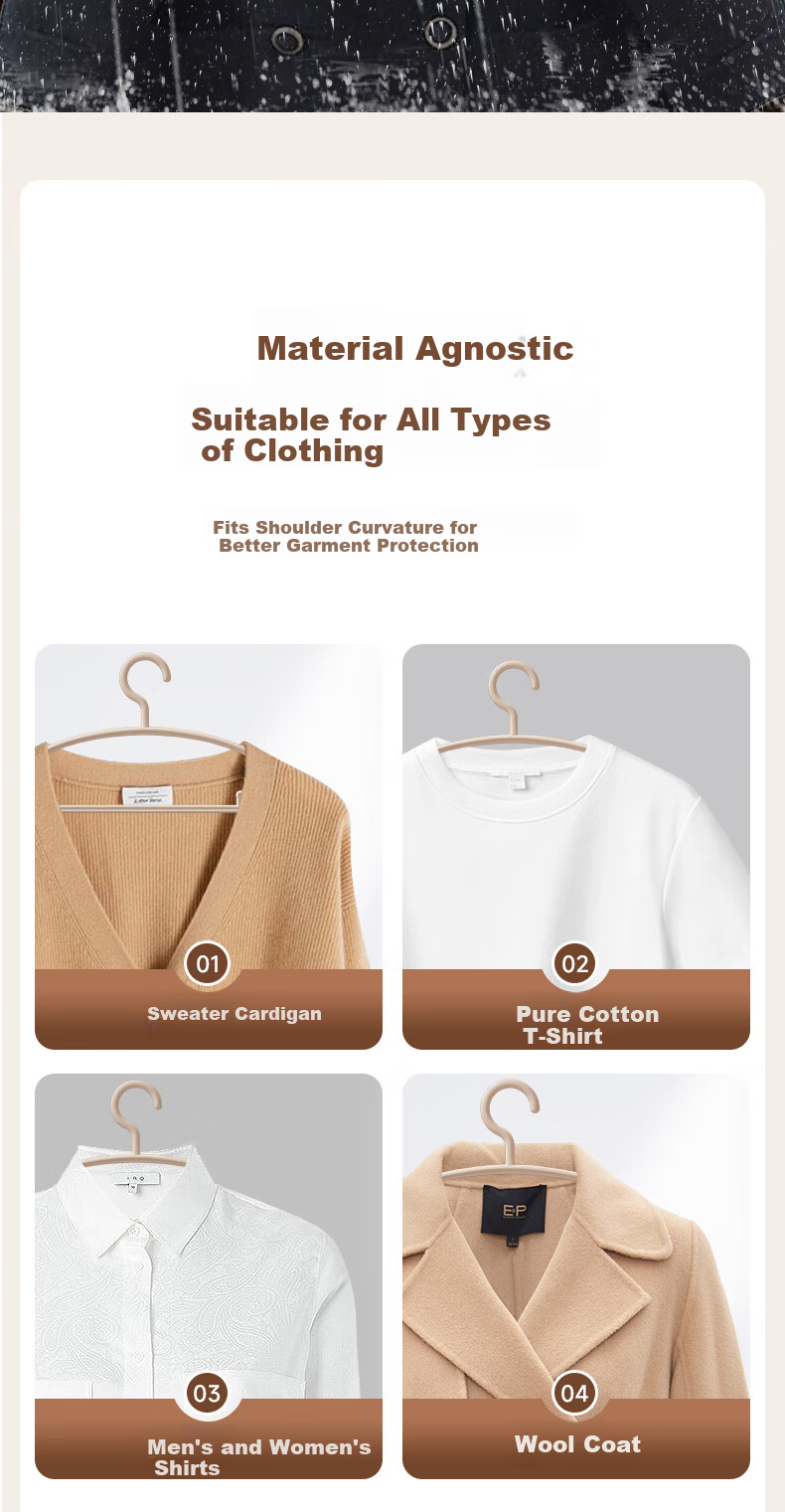 Baicaoyuan Non-Slip No-Trace Clothes Hangers for Home Dormitory, Milk Tea Color, 15 Pieces 8