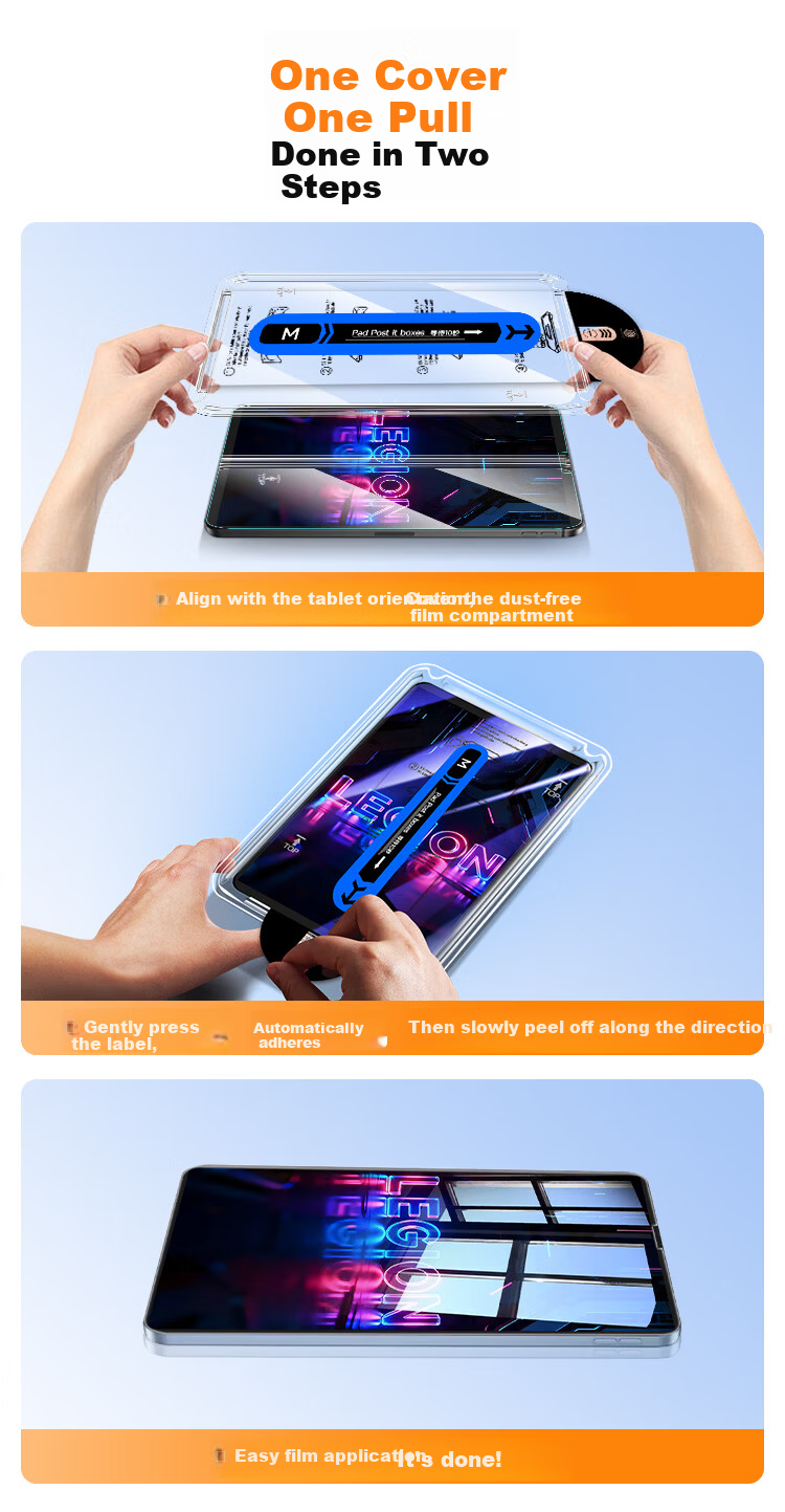 CoolerFang Dust-Free Instant Adhesive Screen Protector for Lenovo Legion Y700 8.8-inch 5th Gen Tablet Full Coverage Tempered Glass Film HD Anti-Fingerprint Drop Resistant for 2026/25/24 Models 2