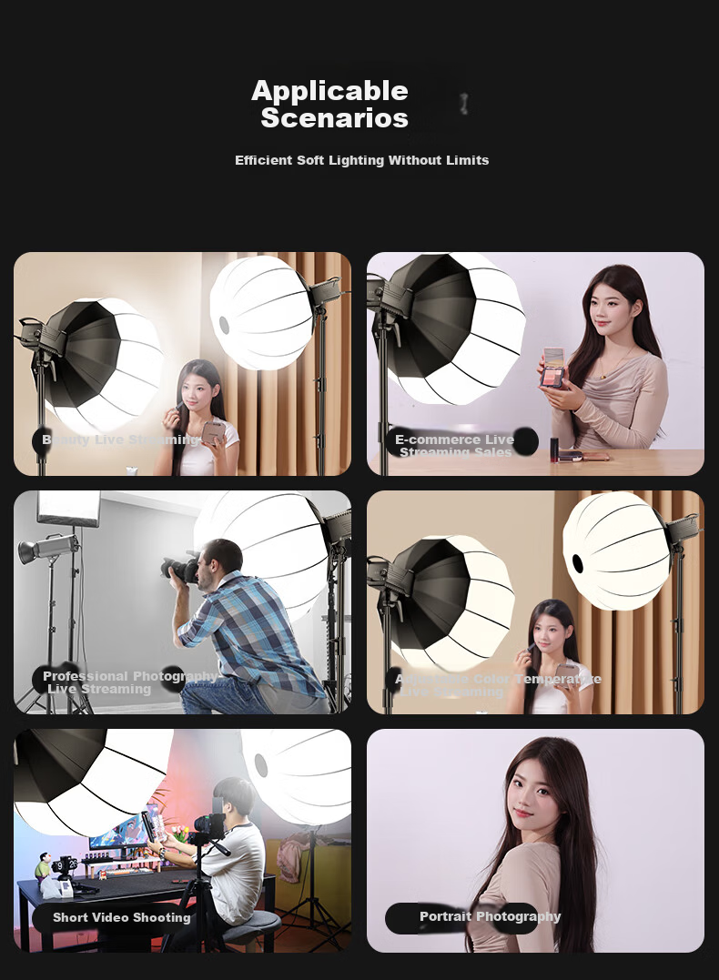 Samtogo 65cm Spherical Lantern Softbox Bowens Mount Portable Professional Photo Studio Live Fill Light Accessory Portable Round Flash Spherical Softbox 5