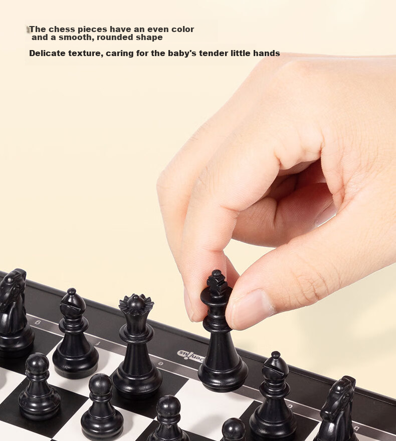 Deli Magnetic Waterproof Foldable Chess and Checkers Board with Storage Box for Travel, Educational Table Game for Students and Children 3