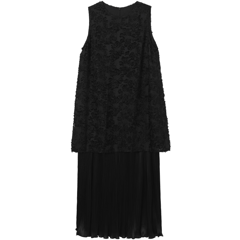 Demana [Design-Inspired Faux Two-Piece] Summer Lightweight Lazy 3D Cutout Waistless Straight Pleated Women's Dress