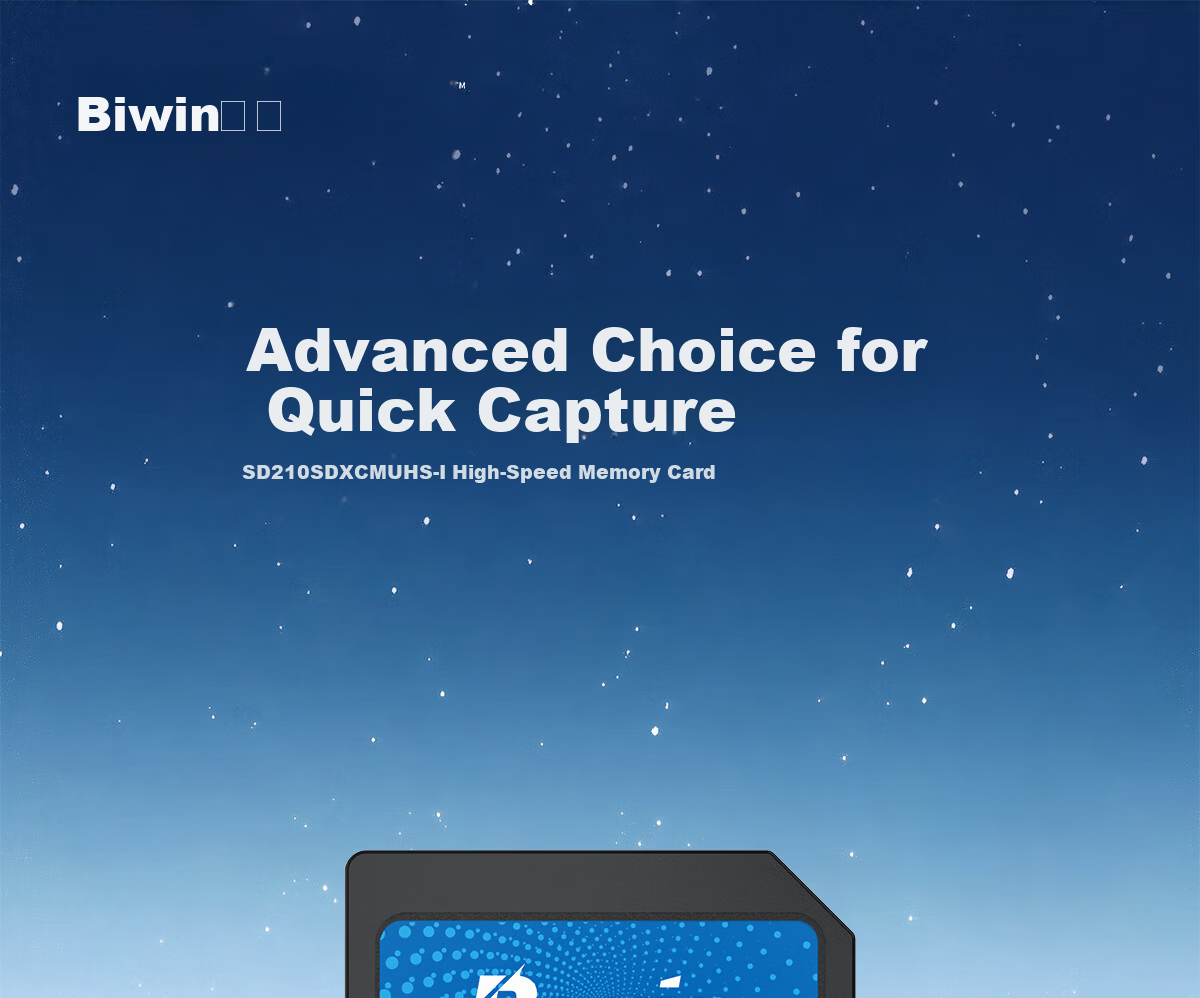 BIWIN 128GB SD Memory Card U3 V30 High-Speed Camera SD Card 4K Ultra HD Recording Read Speed 210MB/s Write Speed 70MB/s 1