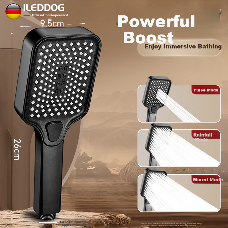 ILeddog [Germany] High-Pressure Handheld Shower Head Bathroom Shower Sprayer 808-1