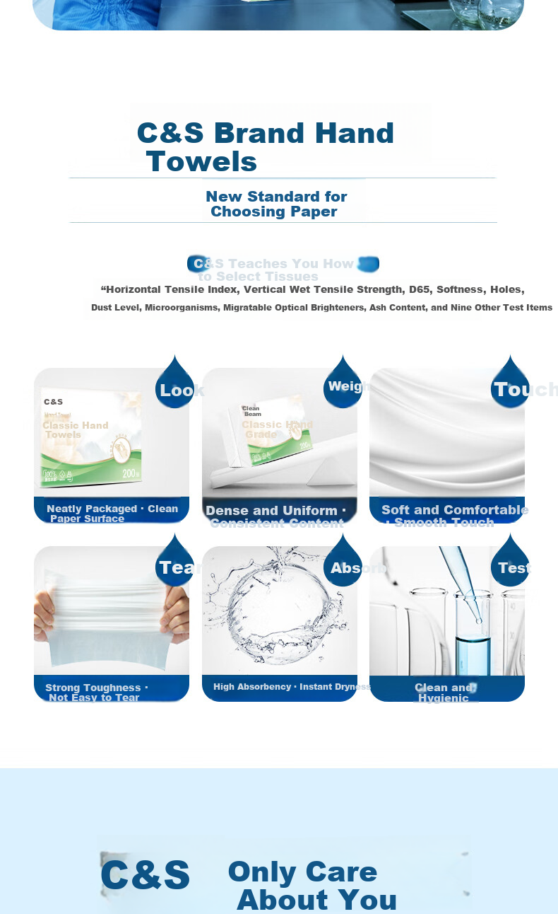 C&S Hand Towels TC005001A Large Pack Single Layer 200 Sheets * 20 Packs L Size Full Box 5