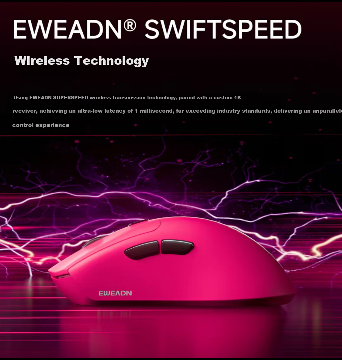 EWEADN E7 Pro Wireless Mouse Wired Bluetooth Tri-Mode Gaming Lightweight Low Latency Ergonomic for Small to Medium Hands Laptop Tablet Desktop Office Peripheral 6