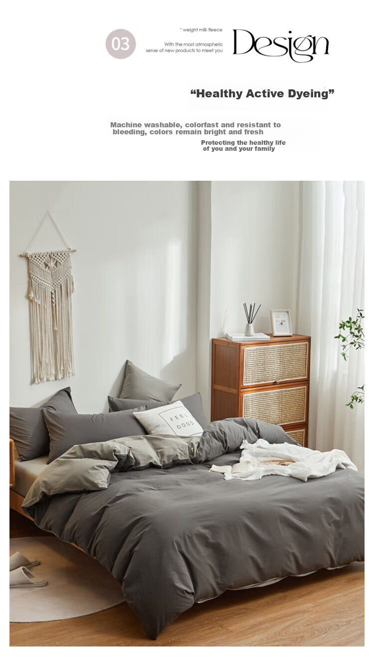 MUJI 100% Cotton Four-Piece Bedding Set, Pure Cotton Bed Sheet and Duvet Cover, Double Duvet Cover 200x230cm for 1.5/1.8m Bed 8