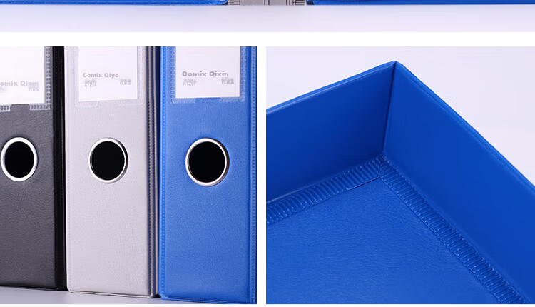 COMIX 68mm Durable Magnetic PVC Thickened File Box Document Box A4 Storage Box Office Stationery Blue EA1014 12