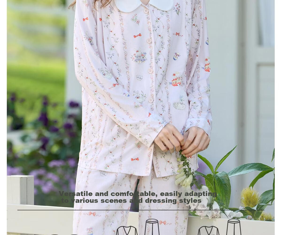 JOYNCLEON Plant Natural Cool Summer Thin Maternity Postpartum Nursing Pajamas L jyz204865 9
