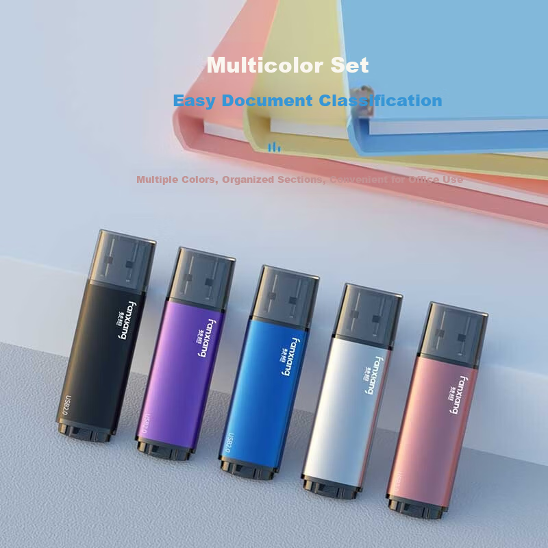 FANXIANG 32GB USB 2.0 Mini Portable Metal USB Flash Drive for Professional Bidding, Car Computer, Enterprise Use, Colorful 10-Pack F202