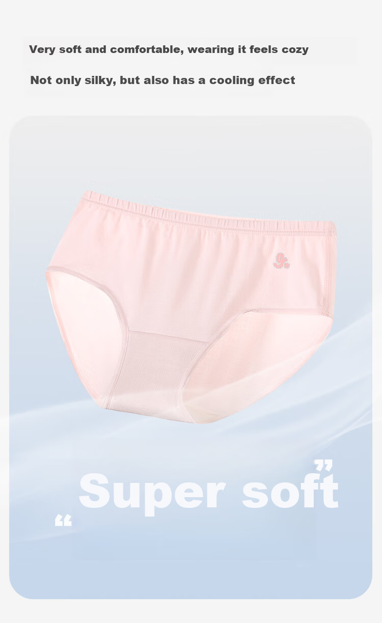 Jiusuiban Kids Girls' 7A Antibacterial Silk Gusset Cotton Boxer Briefs, Refreshing 3D Jacquard Shorts for Older Children 4