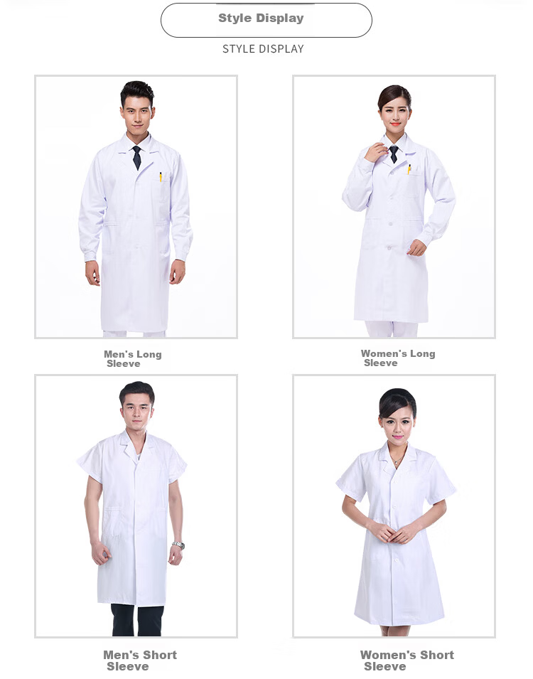 HIARMNODD Spring Autumn Long Sleeve White Lab Coat 1 Piece Dustproof Stain-resistant Protective Workshop Workwear LW-004-005 Men's White Western Collar Long Sleeve M 5
