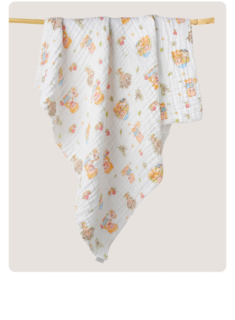 Aibaochi Children's Bath Towel 6-Layer Pure Cotton Gauze Newborn Baby Bath Large Towel 110*110cm Bear S668 13