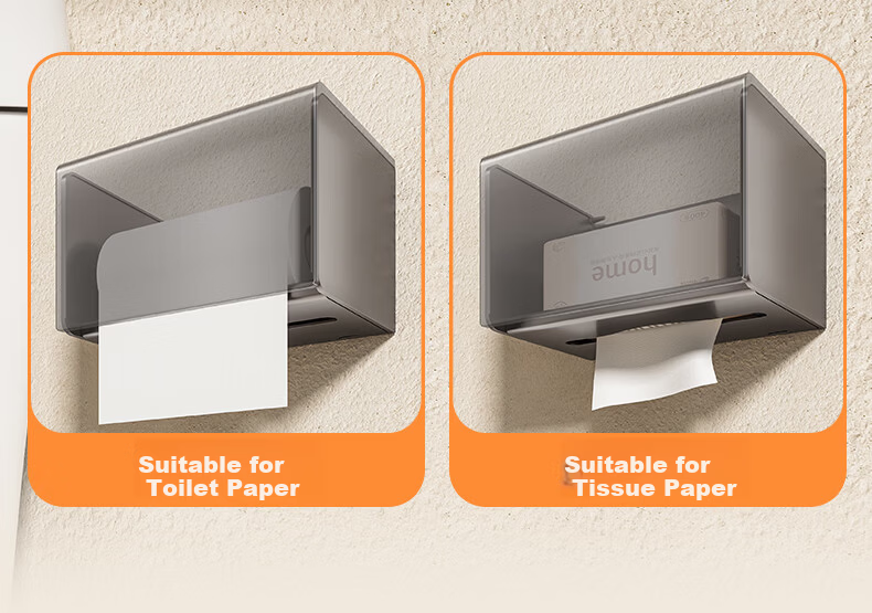 Baihan Bathroom Tissue Box, Toilet Paper Holder, Toilet Paper Dispenser, Roll Paper Holder, Tissue Rack, No Drilling Required, Bathroom Accessory 6