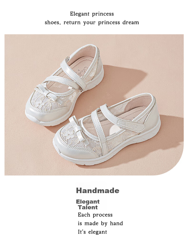 Follow Me Girls' Sports Shoes, Spring And Autumn Mesh Breathable Casual Shoes, Big Kids Sweet Bow Flats, Silver, Size 30 8