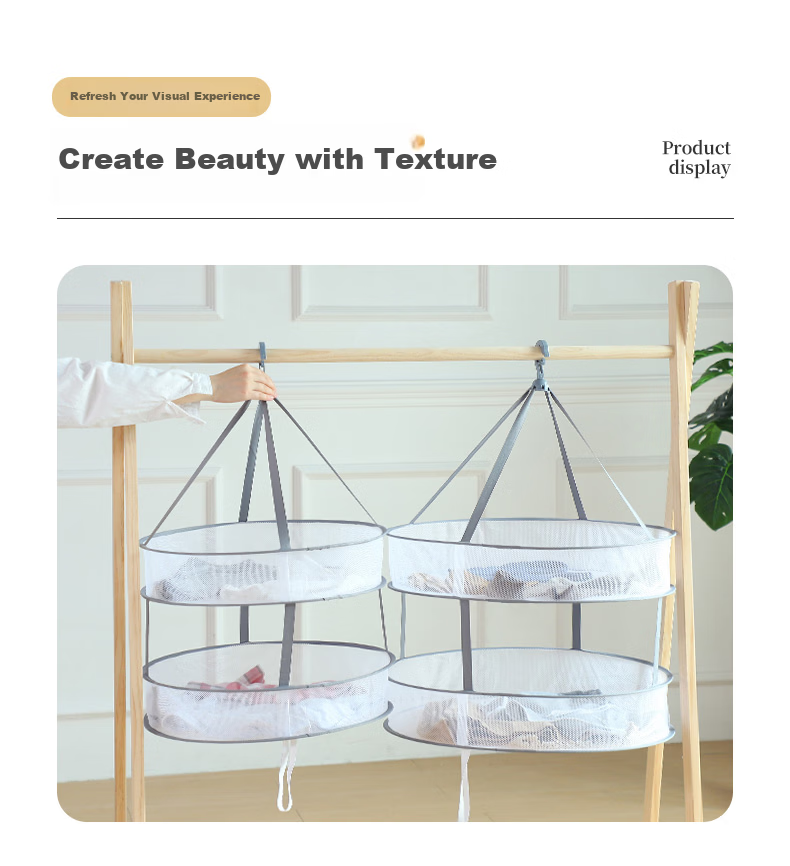 Grace Clothes Drying Net Rack Basket Flat Drying Net Anti-Deformation Sweater Underwear Socks Large Double-Layer 4