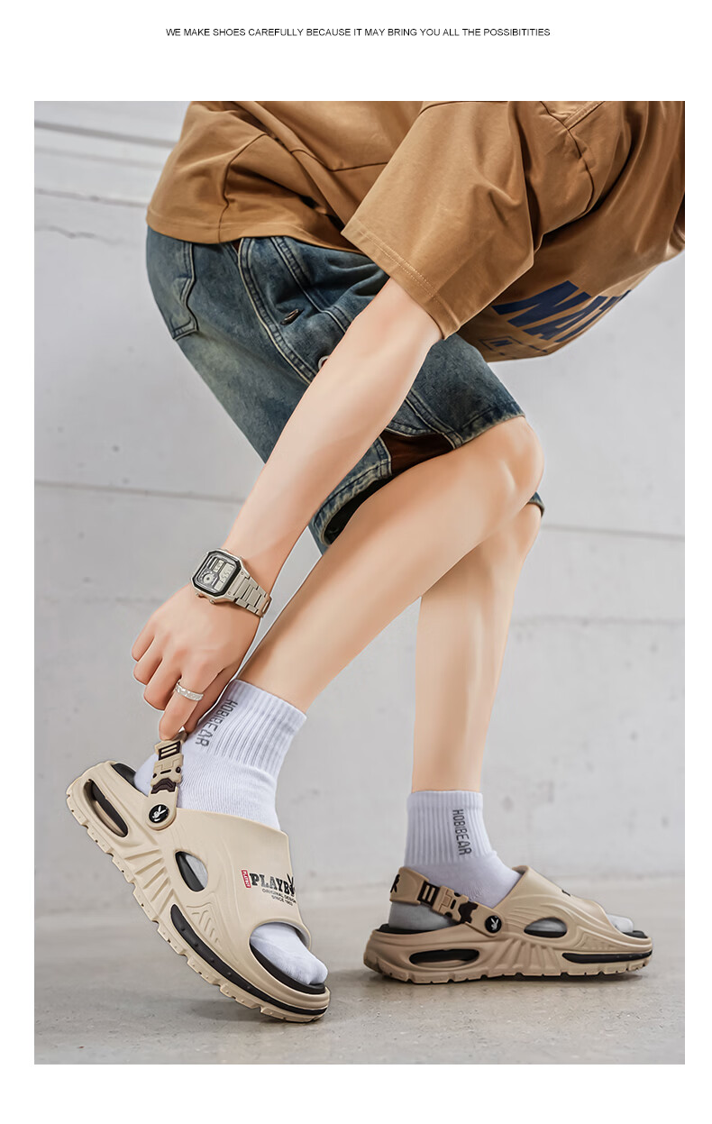 PLAYBOY 2026 Summer New Open Toe Sandals Men Soft Sole Casual Slip-On Outdoor Beach Shoes 13