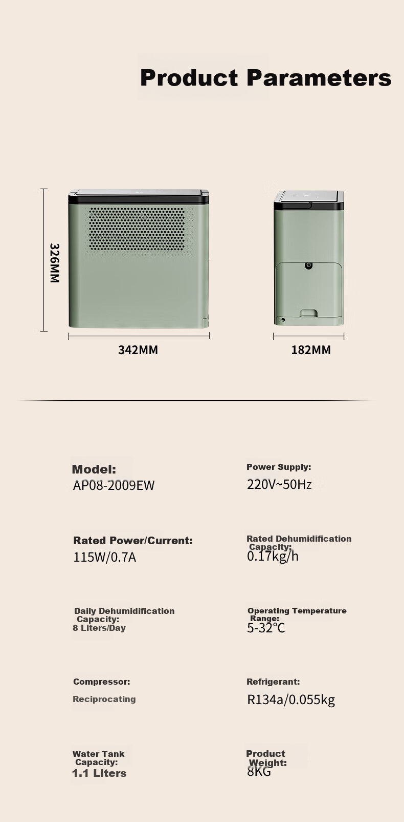 AIRPLUS Dehumidifier, Bedroom And Basement Home Dehumidifier, Large Area Dehumidification Basement 35L/day, High-Efficiency Compressor AP35-2008EW 21