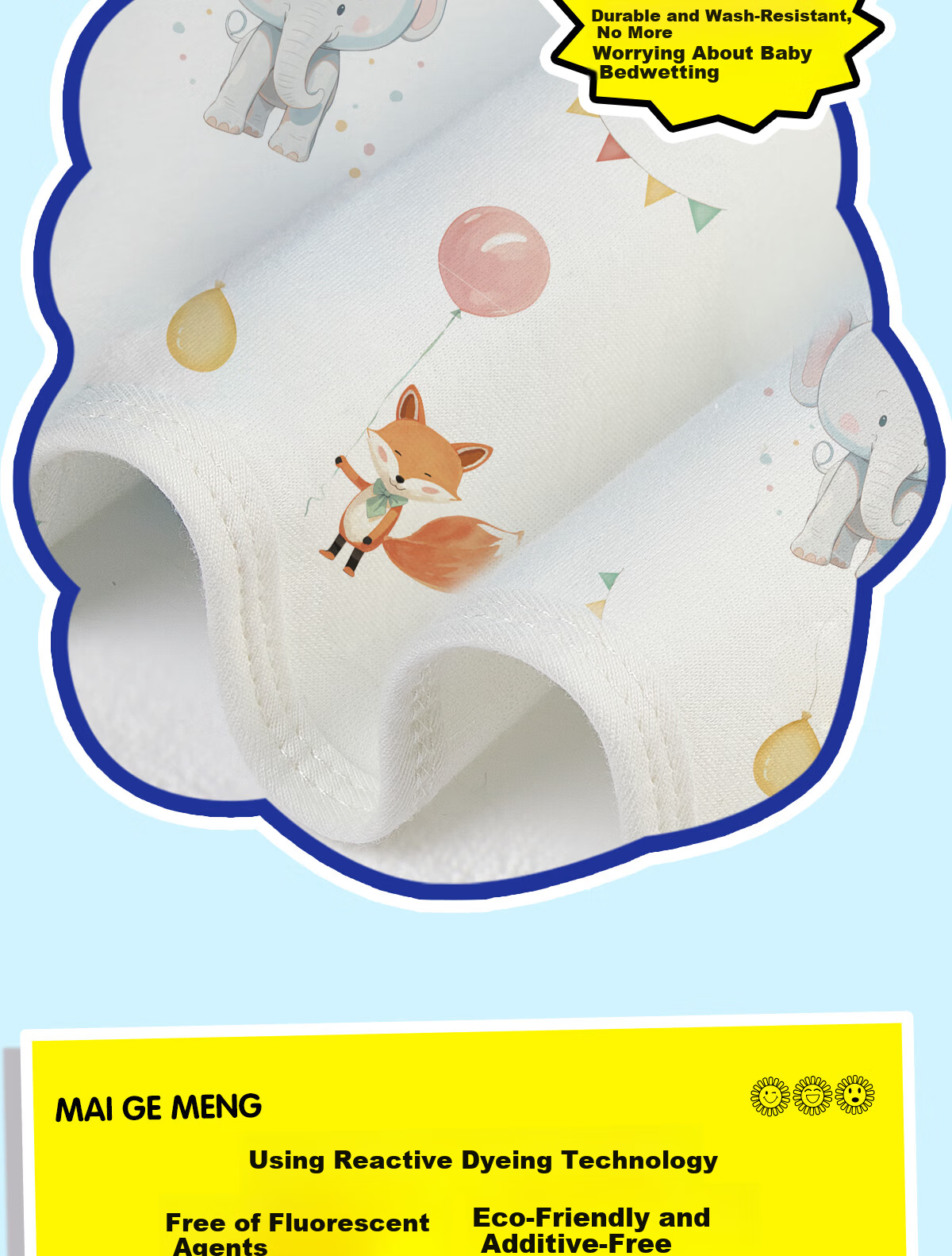 Magmorn Baby Waterproof Washable Large Antibacterial Leak-Proof Breathable Mattress Pad 80*100cm 6