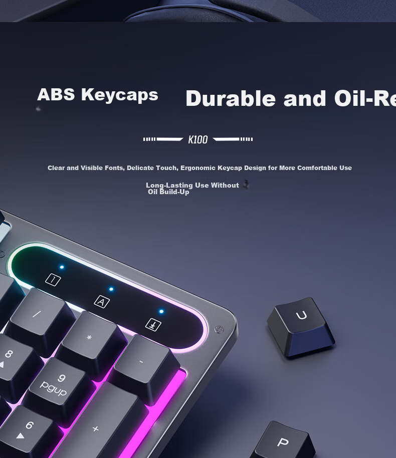 HP K500Y Mechanical Feel Wired Silent Membrane 104-Key Keyboard for Gaming, Office, and Study Compatible with Laptop and Desktop, High-Quality Side-Engraved Peripheral 8