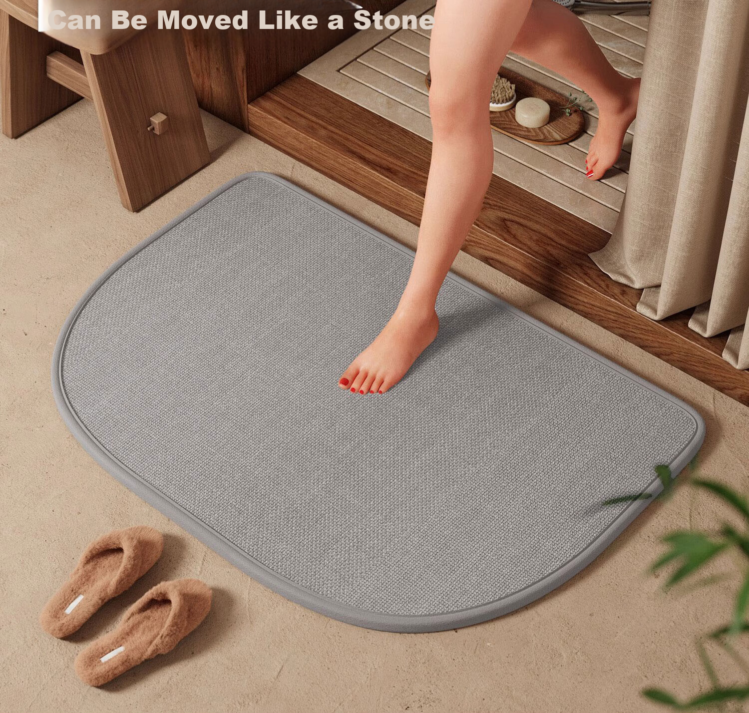 ZHUJUN Imitation Linen Woven Bathroom Mat Absorbent Non-Slip Doorway Rug Foot Mat Washroom Entrance Carpet 2