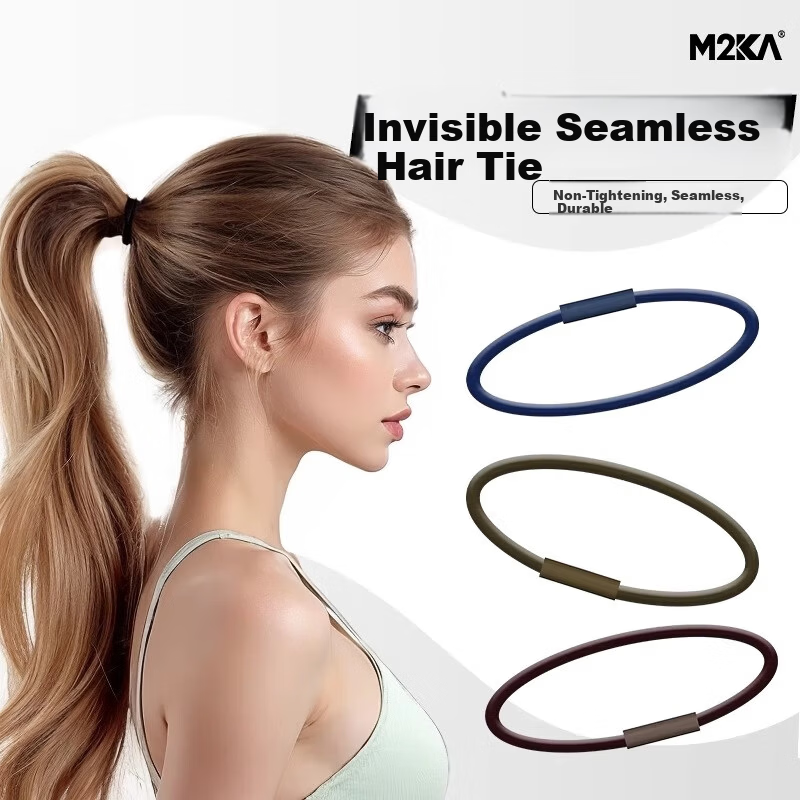 M2KA Invisible Seamless Sports Hair Ties for Women High Ponytail Bun Hair Bands High Elasticity 2mm Mixed Color 10 Pieces