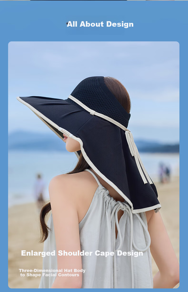 TUCANO Women's Sun Protection Hat, Detachable Neck Cover, Open-Top Summer Outdoor UV Protection Cap 5