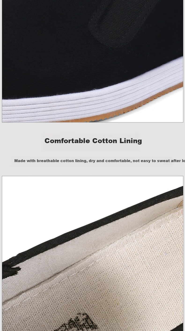 BUSHEYUAN Breathable Slip-On Traditional Beijing Cloth Shoes for Men, Chinese Style Thousand-Layer Sole Dad Shoes 9206 Black Size 41 10