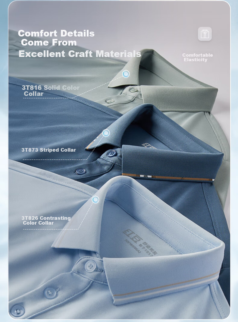 Hodo [Modal Silk] Short-Sleeve Ice Silk Antibacterial Cool-Feeling Polo Shirt, Men's Comfortable Elastic Collar T-Shirt 7