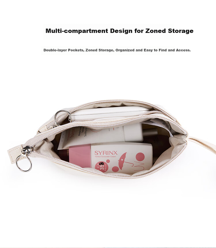 Kala Sheep Travel Essential Makeup Bag Portable Storage Bag Women Large Capacity Toiletry Bag Multi-Compartment Organizer Elephant Gray 1L 2