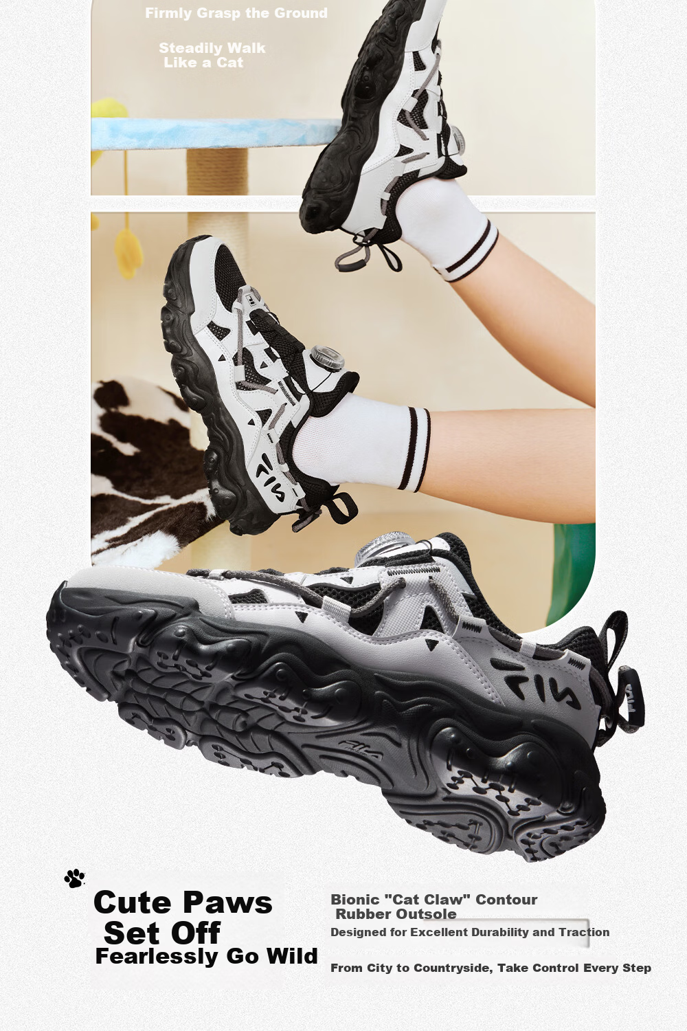 FILA Kids Running Shoes 2026 Summer Boys Girls Youth Sports Cat Claw Sneakers 7