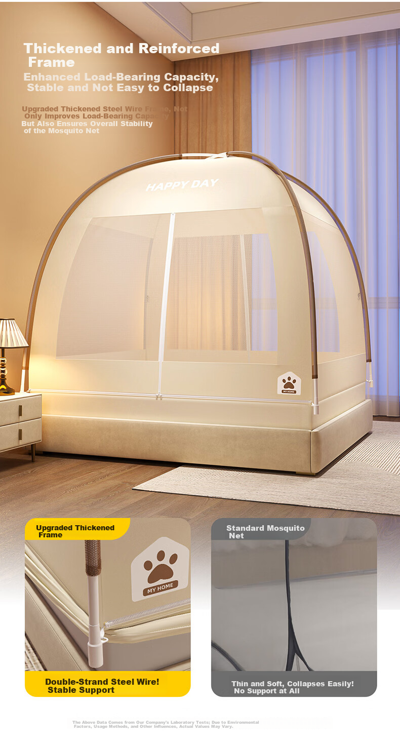 XIHAN Class A Household Mongolian Yurt Mosquito Net Double Door 1.8×2m Bed [Full Bottom Fitted Sheet, No Installation Steel Wire Frame] 5