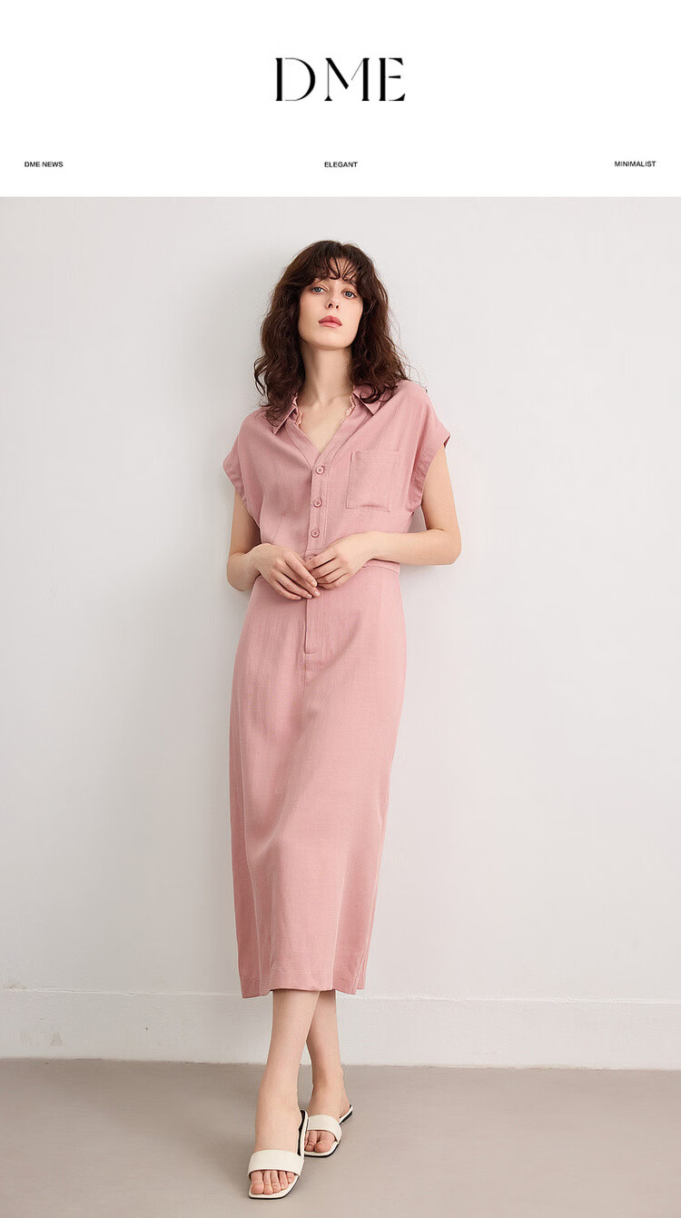 Demana Summer Elegant Lace Splice V-Neck Waist-Slimming Slit Mid-Length Dress with Natural Linen 1