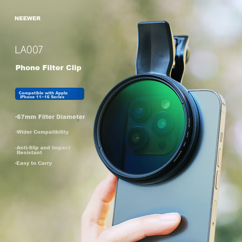 NEEWER Adjustable ND2-32 Magnetic Filter Lens Clip for Smartphones with 67mm Filter Adapter Ring Compatible with Apple Huawei Mobile Photography VND Neutral Density Filter Clip