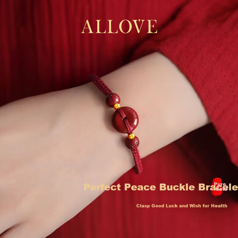 ALLOVE Peace Jade Pendant Gold Bracelet Women's 2026 New Year Lucky Charm Birthday Gift for Girlfriend Wife