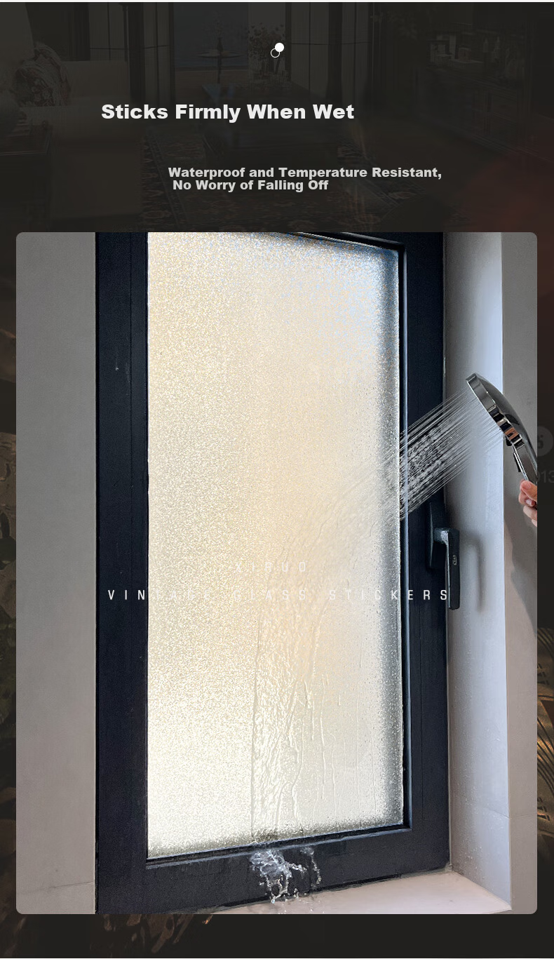 Xinuo Vintage Frosted Glass Sticker Translucent Opaque Toilet Bathroom Window Privacy Static Cling Anti-Peeping Film 4