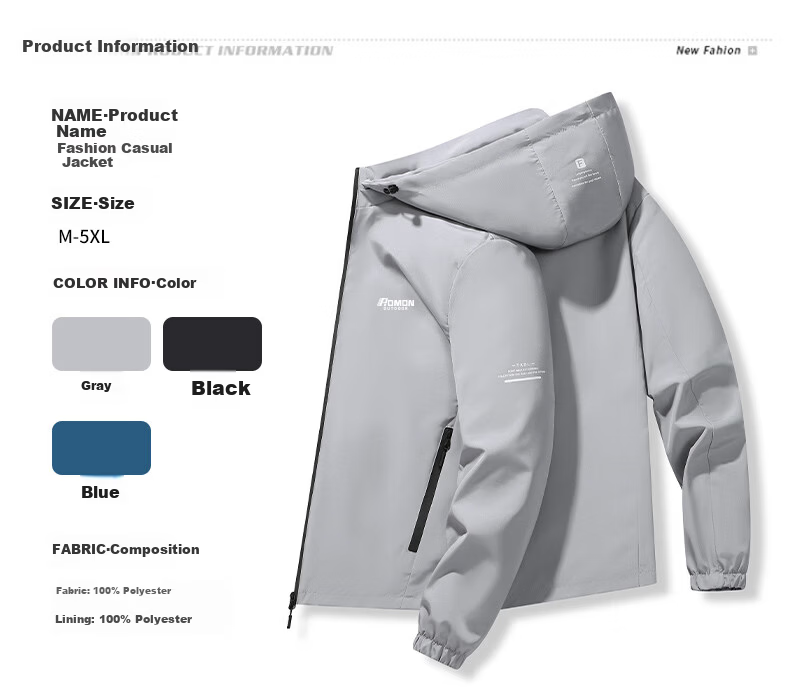 ROMON Men's Jacket Spring Autumn Trendy Outdoor Sports Casual Windproof Coat JK01 Blue Fleece Lined 3X 6
