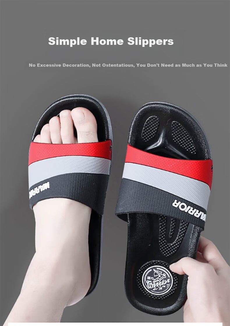Huili Korean-Style Slippers, Patchwork Couple Style, Bathroom Home Use, Fashionable Soft-Soled Slippers, HL333360, Black And Red, Size 44 1