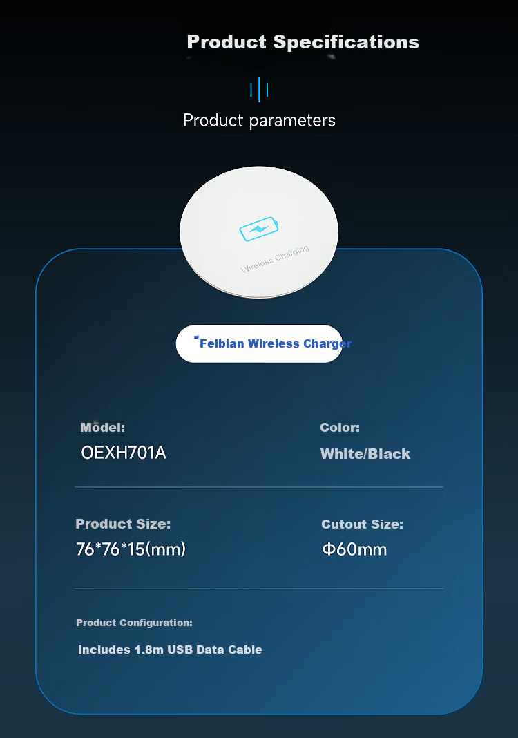 Comfort Office Desktop Embedded Wireless Charger Built-in Hidden Magnetic Wireless Charging Compatible with Apple Huawei Phones 15W Fast Wireless Charging 12
