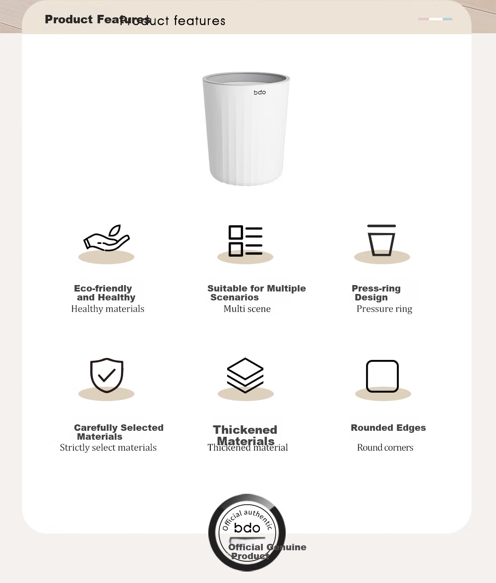 BDO Round Thickened Storage Bag Bucket Plastic Storage Basket Household Kitchen Bathroom Office Paper Bin 2
