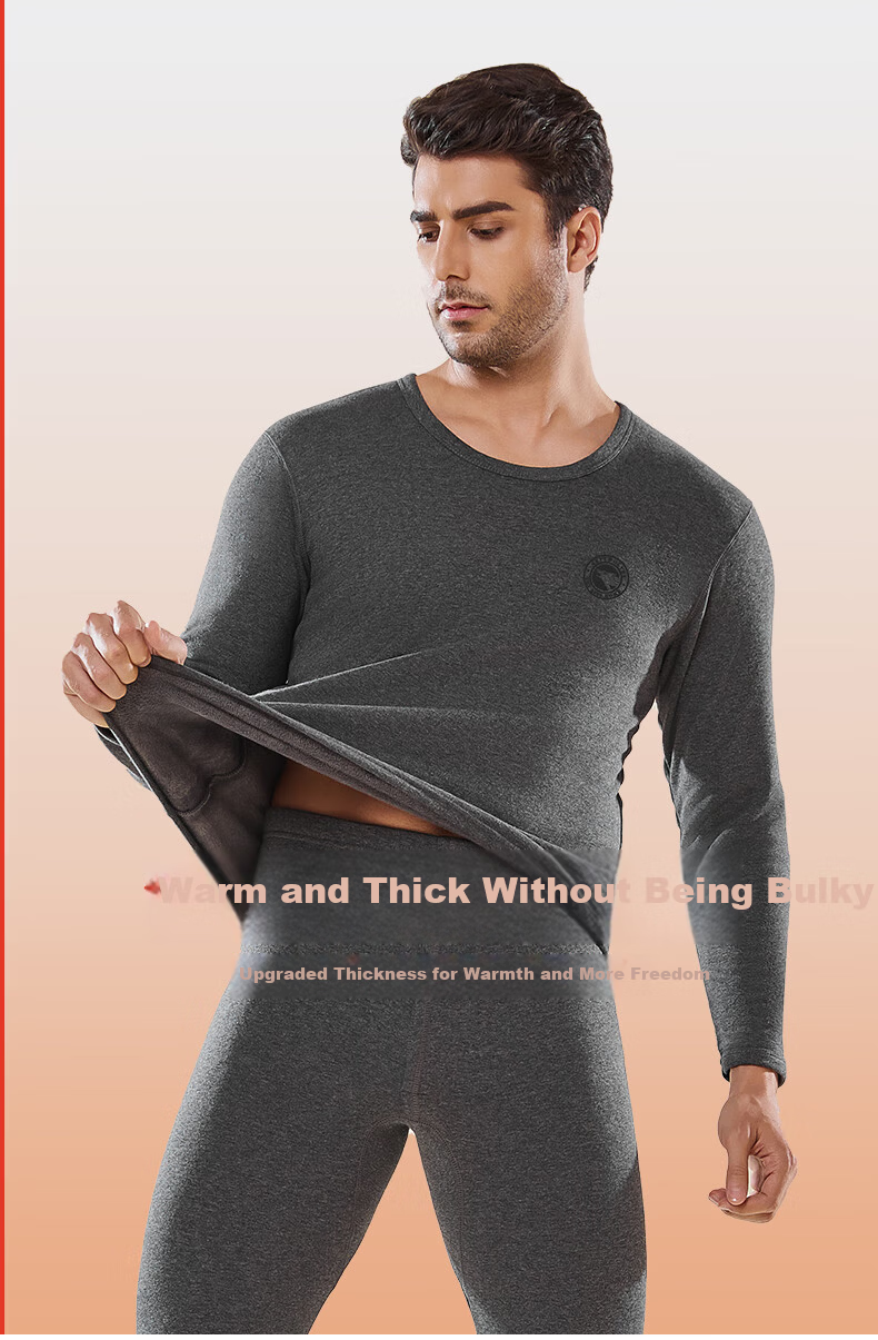 SEPTWOLVES Men's Thermal Underwear Set Fleece Lined Thickened Autumn Shirt and Pants Warm Clothing 9