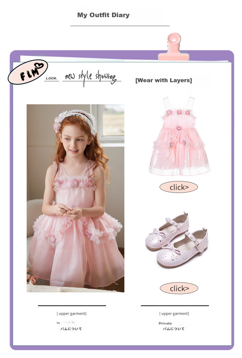Follow Me Girls' Sleeveless Dress, Summer New Style Sweet Floral Princess Dress, Children's Formal Dress Tulle Skirt, Green, Size 160 4