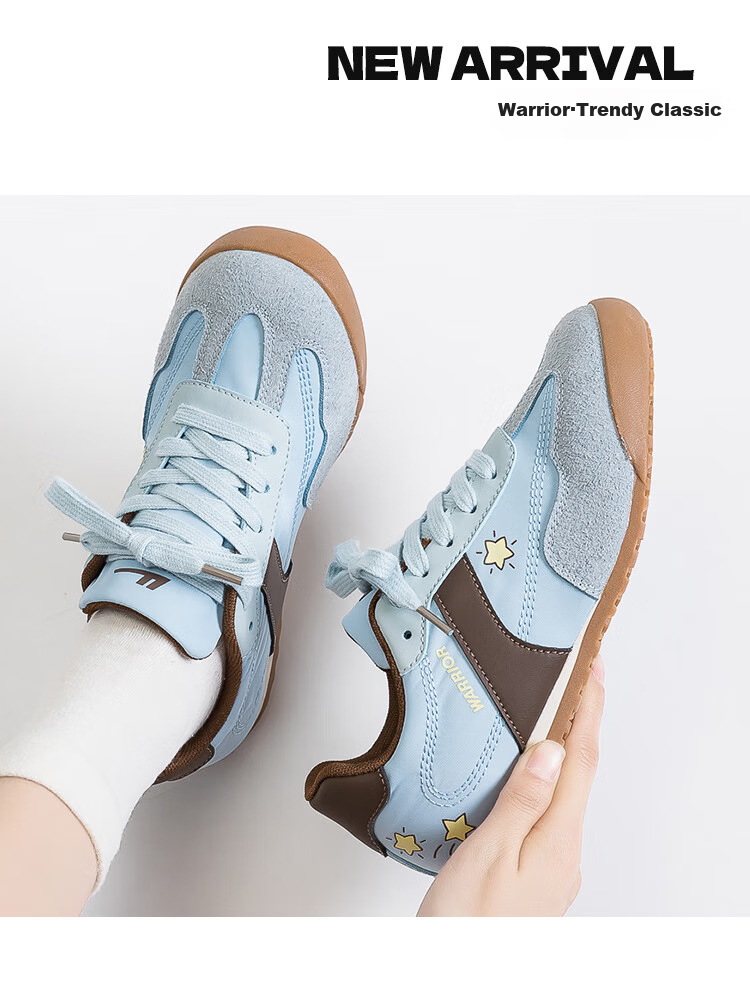 Huili Official Women's Shoes, Summer Dexun Shoes for Women 2026, Retro Casual Shoes, Simple And Versatile Ladies' Shoes, Light Blue-Brown, Size 36 17