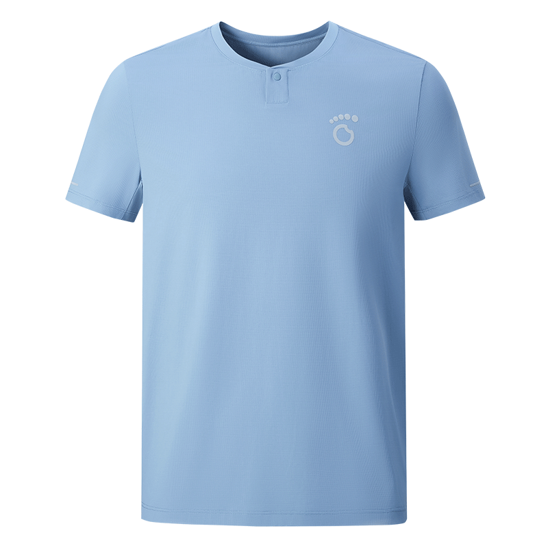 Macondo 26 Spring Summer New Sports Running Henry Shirt Moisture-Wicking Quick-Dry Cooling Short Sleeve T-Shirt Gray Blue Men 2XL