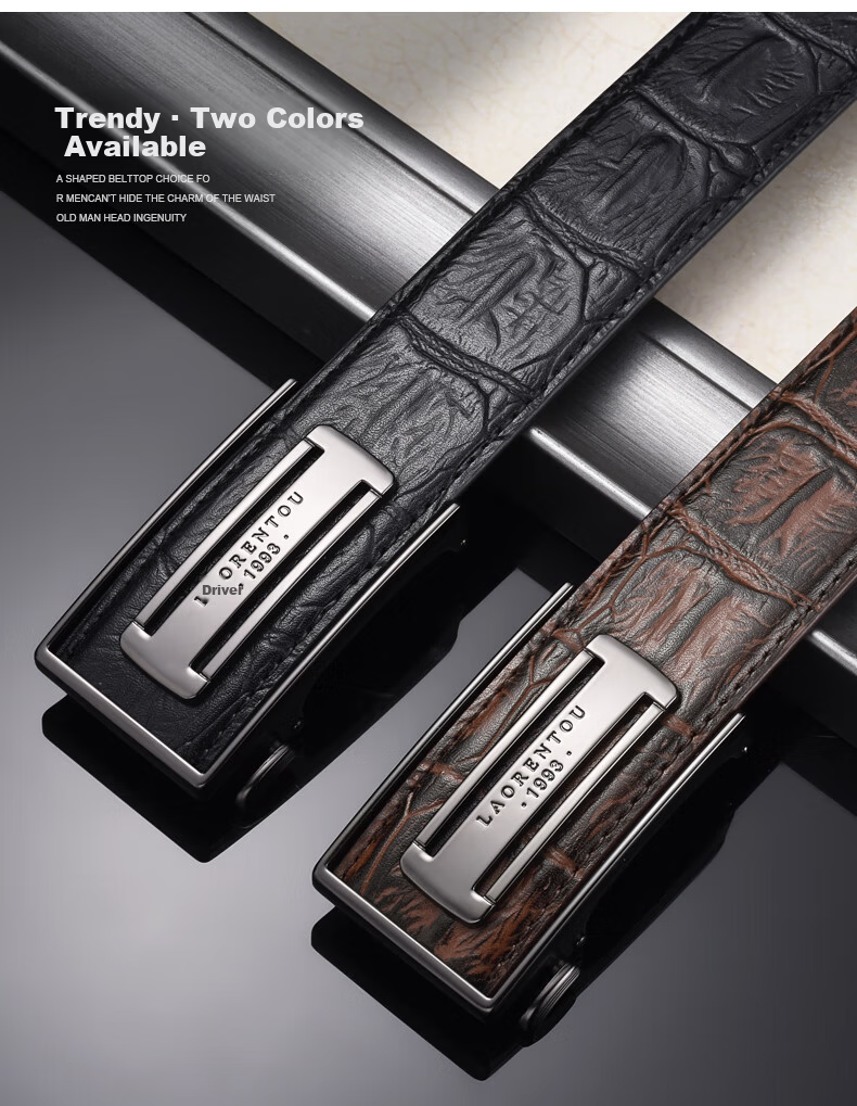 Old Man Head Men's Leather Belt Automatic Buckle Cowhide Waistband Casual Business Belt for Young and Middle-aged Men Birthday Gift for Men 2