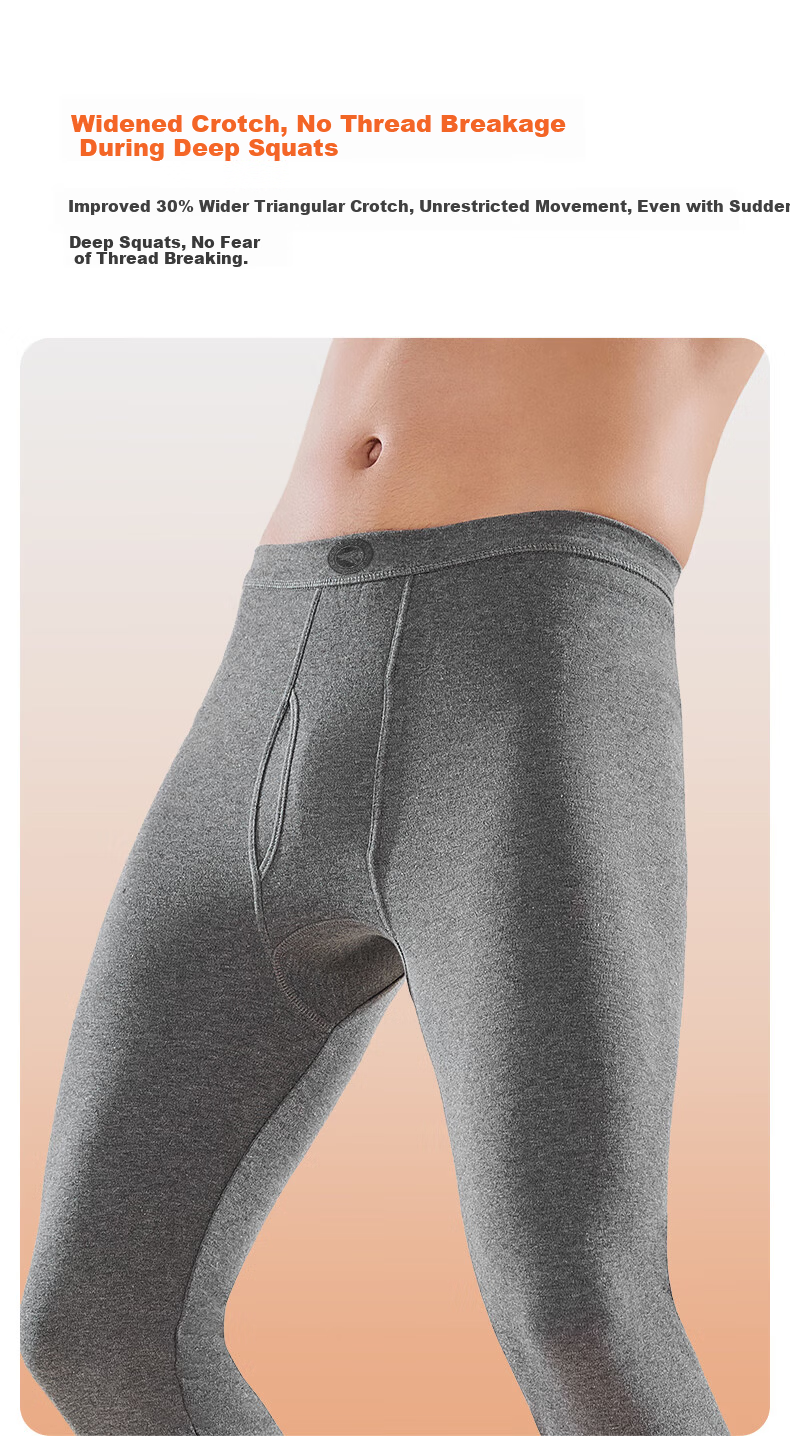 SEPTWOLVES Men's 100% Cotton Thin Thermal Underwear Pants Antibacterial Autumn and Spring Cotton Warm Long Johns 16