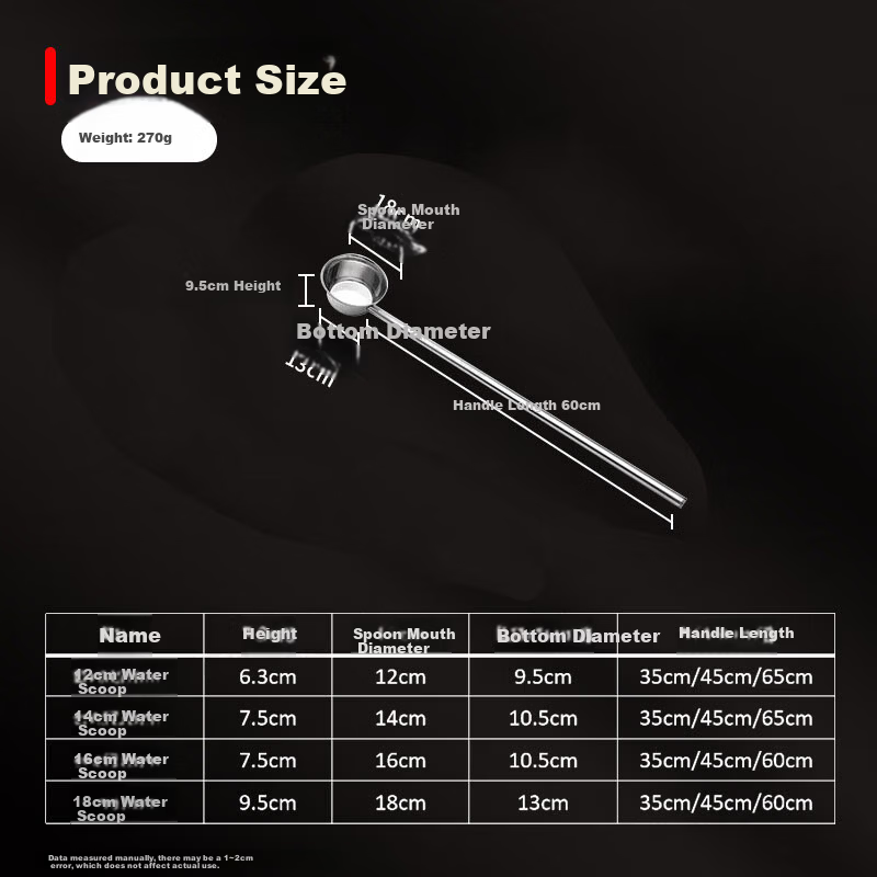 Jinwanfu Stainless Steel Long Handle Soup Ladle Water Scoop Commercial Large Soup and Porridge Ladle Diameter 18cm Length 60cm