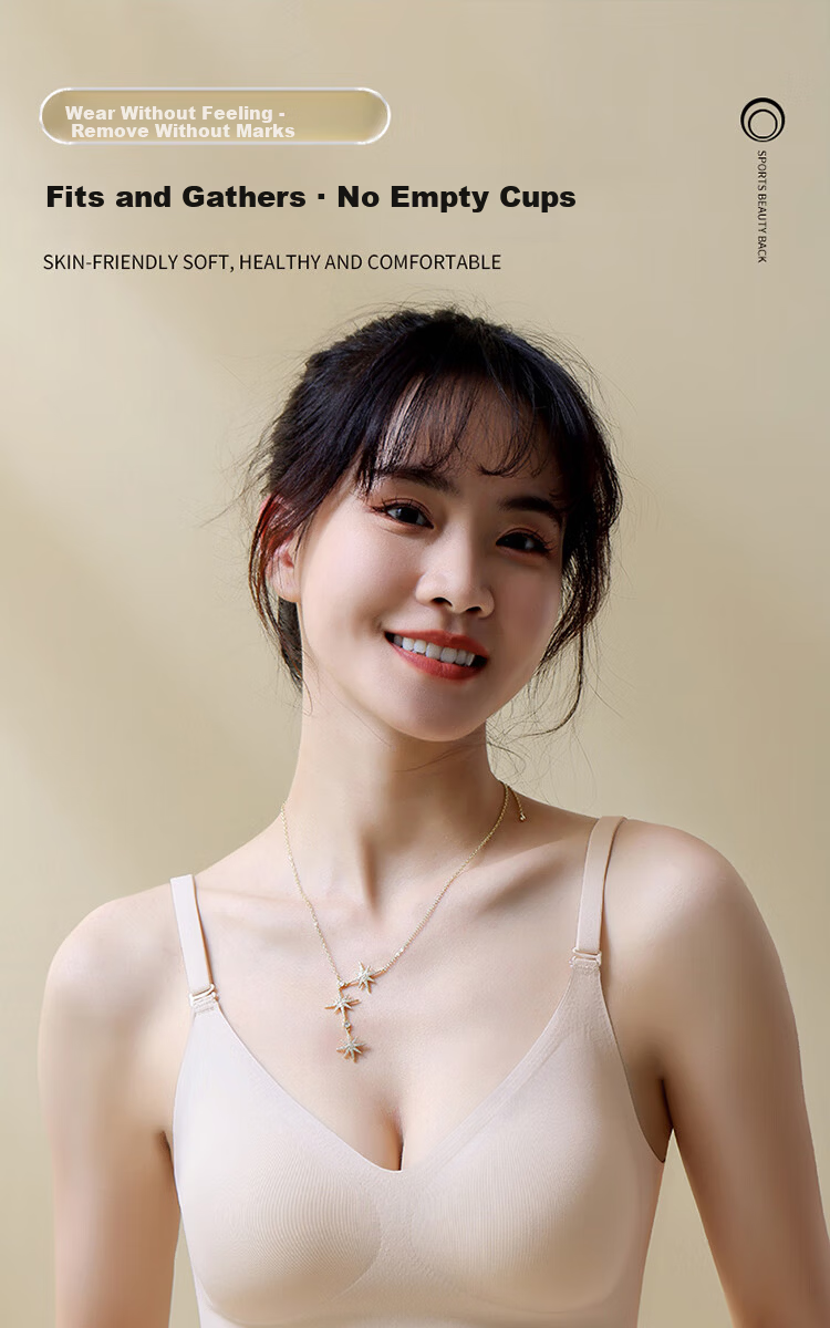 MiiOW Summer Lightweight Foundation Liquid Bra Women's Backless Wireless Bra Small Chest Enhancing Anti-Sagging Bra 1
