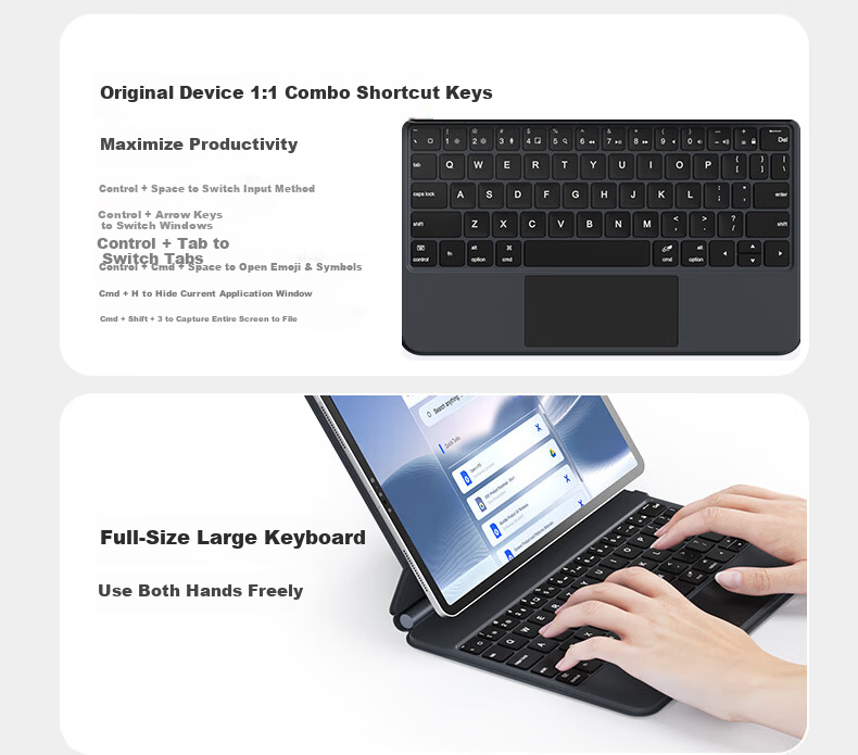 B.O.W Hangshi HA354 2025 New iPad Magic Keyboard for 9th Gen, Compatible with Apple Air 5/4, Magnetic Floating Protective Case, Five-Level Backlight Integrated, Black 19