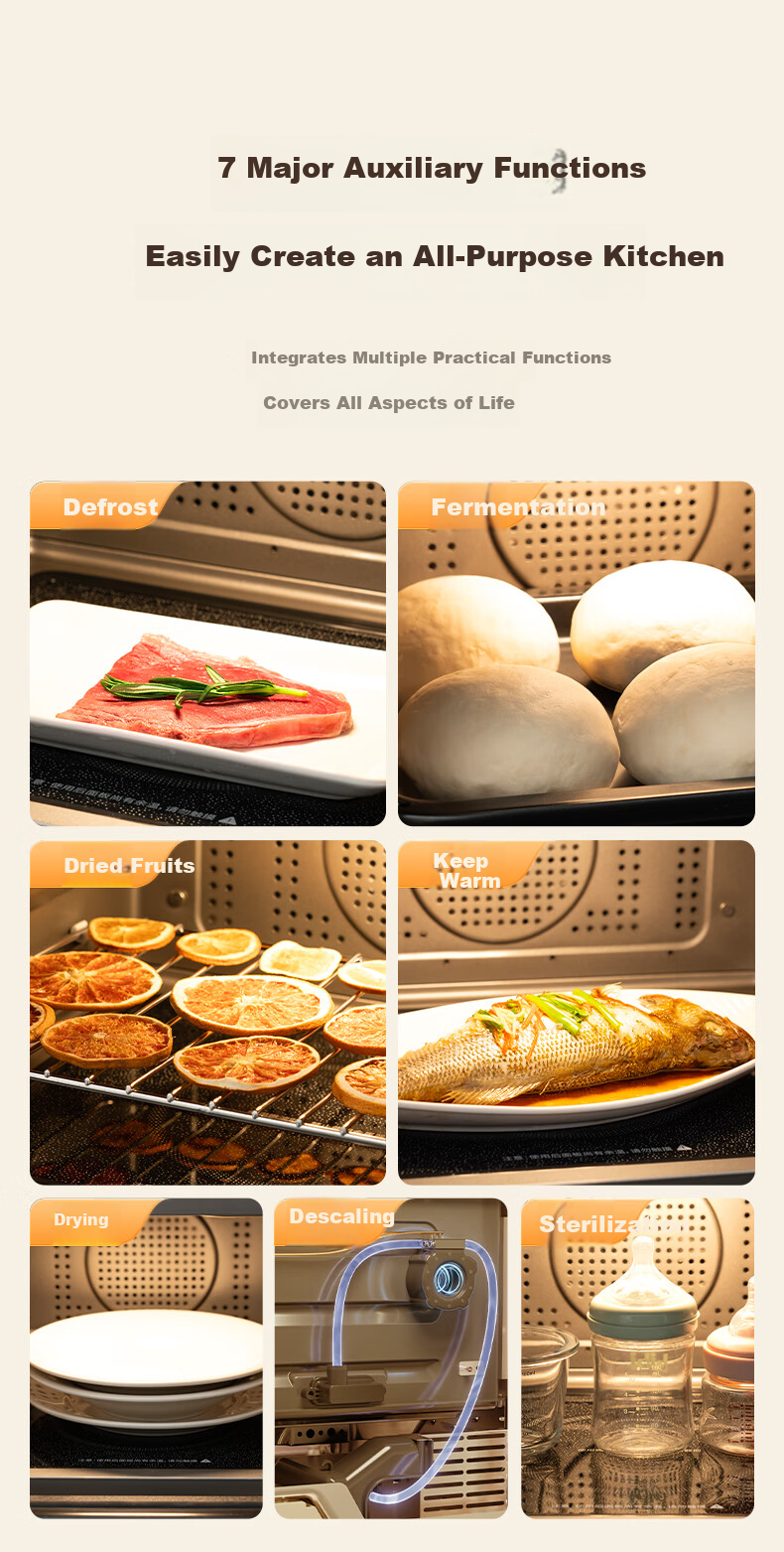 CASDON B7pro 5-in-1 Microwave Oven Steam Roast Bake Fry Stew Countertop 25L Capacity Hurricane Oven Recommended by Yang Mi 26