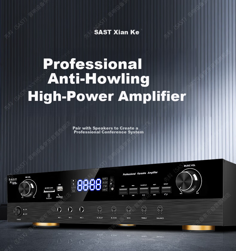 SAST Professional Pure Amplifier, High-End Hifi Stage Wedding Home Performance KTV Dual-Channel High-Power Audio Amplifier MV-400Axs 1